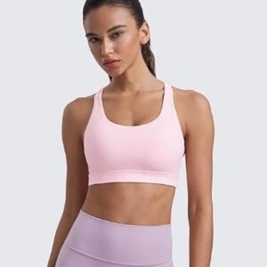 Strappy Padded Sports Bra Fitness Workout Top Pink